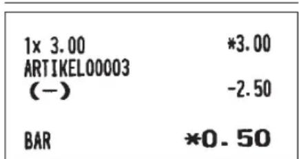 1x 3.00 *3.00 ARTIKELO00003 (-) -2.50 BAR *0.50