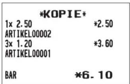 *KOPIE* 1× 2.50 *2.50 ARTIKEL00002 3× 1.20 *3.60 ARTIKEL00001 BAR *6.10