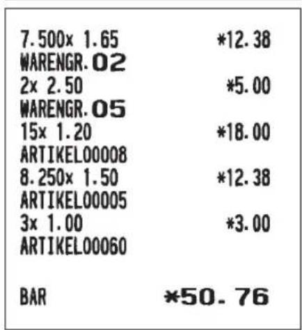 7.500x 1.65 *12.38 WARENGR.02 2x 2.50 *5.00 WARENGR.05 15x 1.20 *18.00 ARTIKEL00008 8.250x 1.50 *12.38 ARTIKEL00005 3x 1.00 *3.00 ARTIKEL00060 BAR *50.76