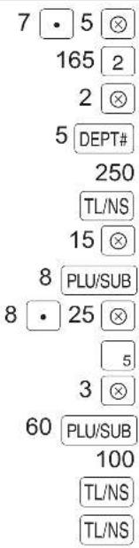 7 • 5 ⊗ 165 2 2 ⊗ 5 DEPT# 250 TL/NS 15 ⊗ 8 PLU/SUB 8 • 25 ⊗ 5 3 ⊗ 60 PLU/SUB 100 TL/NS TL/NS