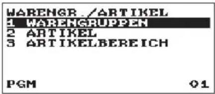 WARENGR /ARTIKEL 1 WARENGRUPPEN 2 ARTIKEL 3 ARTIKELBEREICH PGM 01
