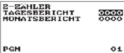 2-ZAHLER TAGESBERICHT 0000 MONATSBERICHT 0000 PGM 01