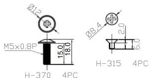 Ø12 M5×0.8P 15.0 18.0 H-370 4PC Ø3.4 2.0 Ø315 4PC
