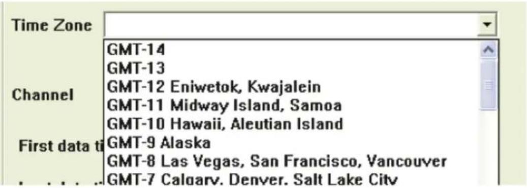 Time Zone GMT-14 GMT-13 Channel GMT-12 Eniwetok, Kwajalein GMT-11 Midway Island, Samoa GMT-10 Hawaii, Aleutian Island First data ti GMT-9 Alaska GMT-8 Las Vegas, San Francisco, Vancouver GMT-7 Calgary. Denver. Salt Lake City