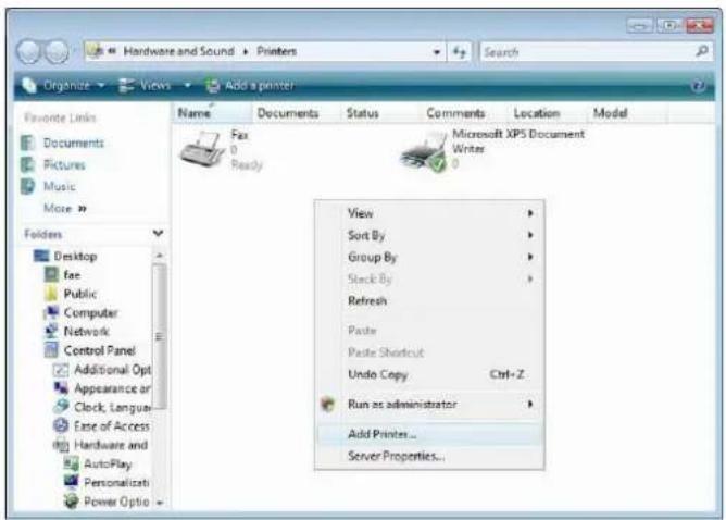 Thecus TopTower N8850 - Click the right mouse button in anywhere on the Printers folder and then select Add Printer. - 1
