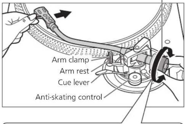 Arm clamp Arm rest Cue lever Anti-skating control