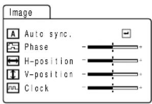 Image A Auto sync. Phase H-position V-position Clock