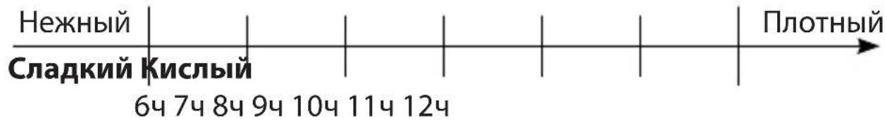 Нежный Сладкий Кислый 6ч 7ч 8ч 9ч 10ч 11ч 12ч Плотный