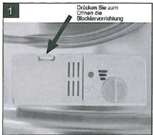 1 Drücken Sie zum Ofnen die Blockiervorrichtung