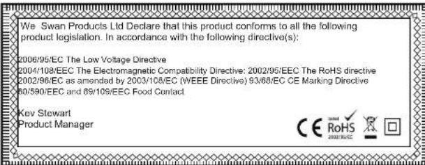 SWAN SFS102 - Declaration of EC Conformity - 1