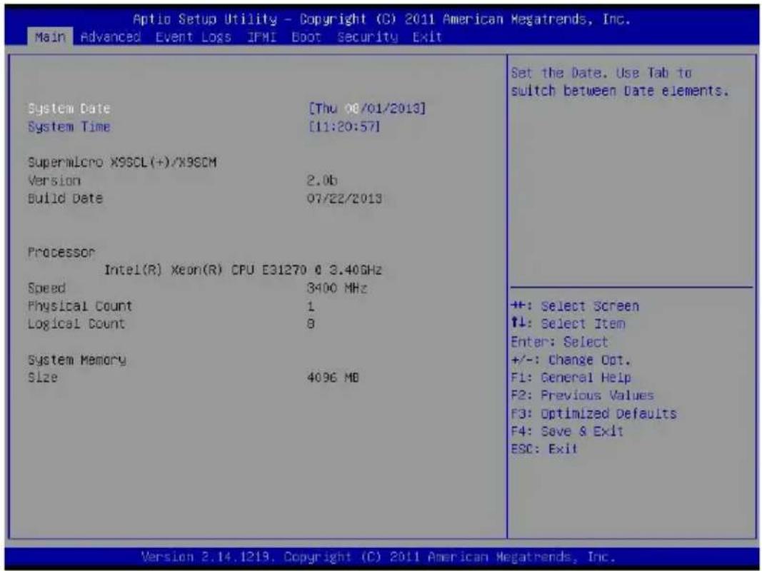 Supermicro X9SCL+-F - 4-2 Main Setup - 1
