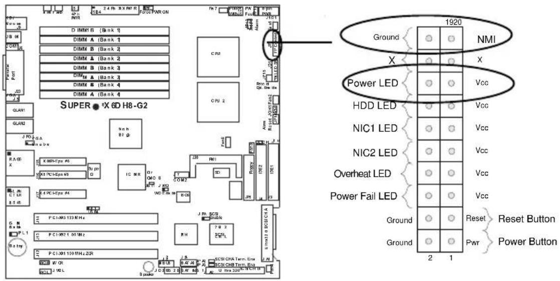 Supermicro X6DH8-G2 - Power LED - 1