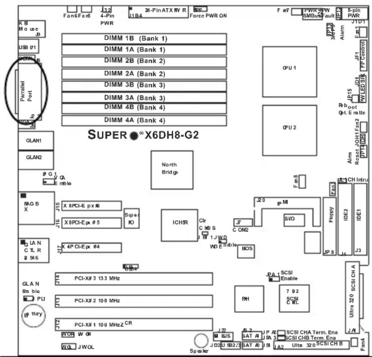 Supermicro X6DH8-G2 - Parallel (Printer) Port Connector - 1