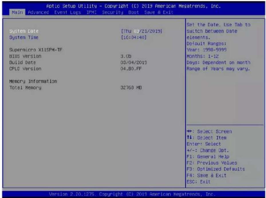 Supermicro X11SPM-TF - Main Setup - 1