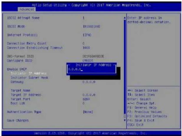 Supermicro X11DPU - Initiator IP Address (available when Enable DHCP is set to Disabled) - 1