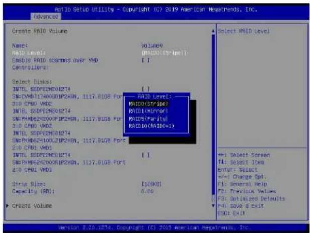Supermicro X11DPU - To Set the RAID Level for the RAID Volume - 1