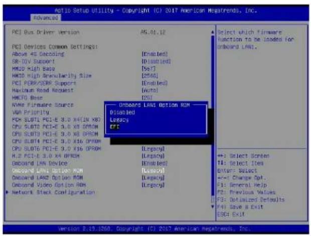 Supermicro X11DPU - Onboard LAN1 Option ROM - 1