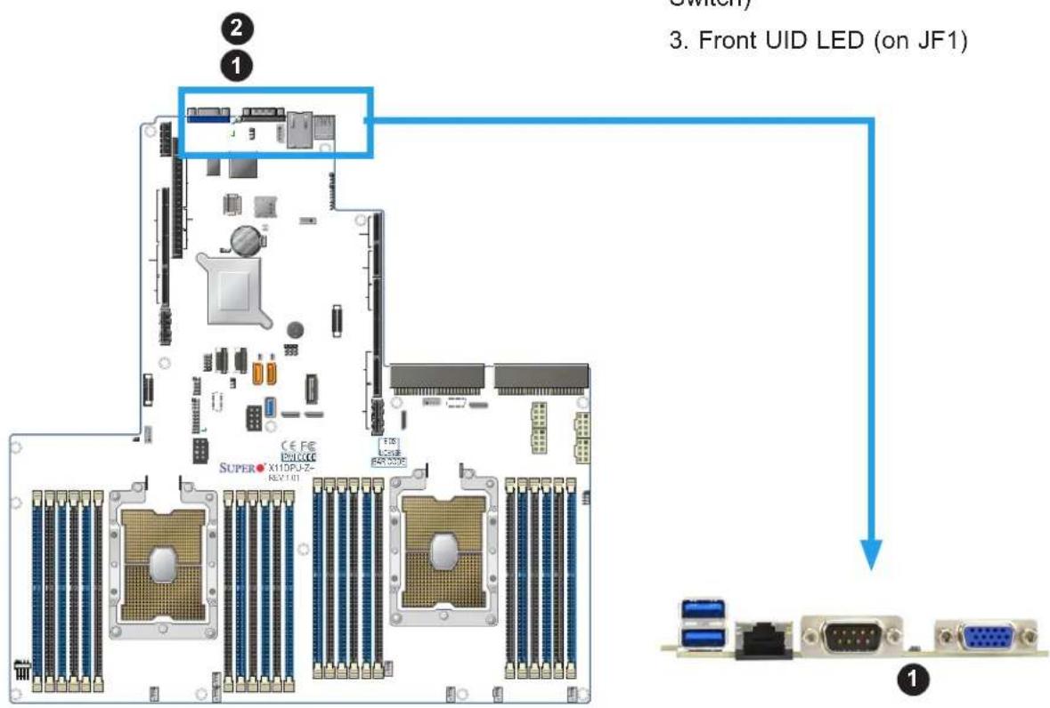 Supermicro X11DPU - Unit Identifier Switch/UID LED Indicator - 2