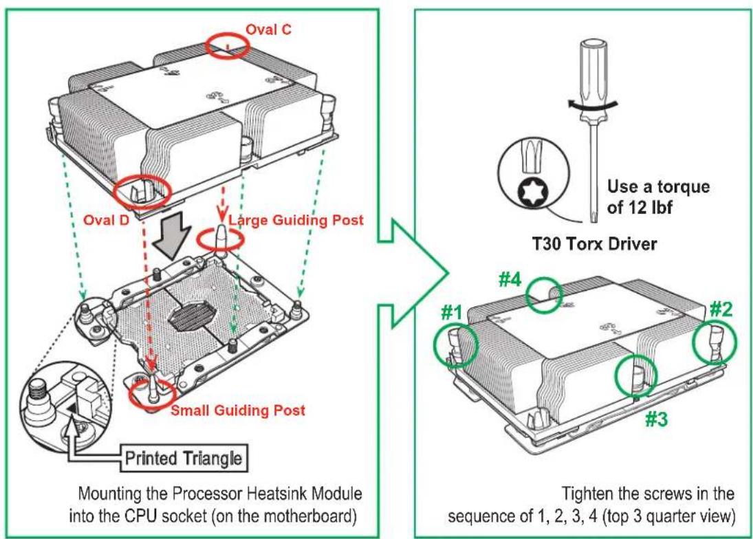 Supermicro X11DPU - Installing the Processor Heatsink Module (PHM) - 2