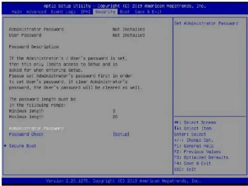 Supermicro X11DPU - Security Settings - 1