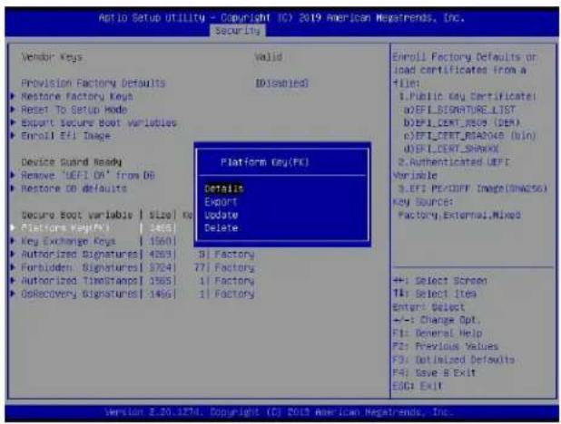 Supermicro X11DPU - ▶ Platform Key (PK) - 1