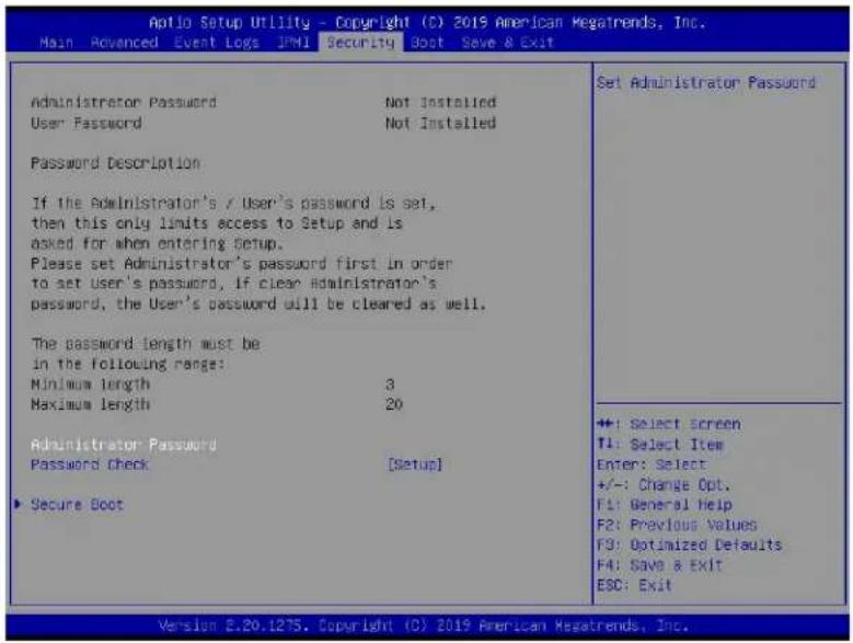 Supermicro X11DPH-i - Security Settings - 1