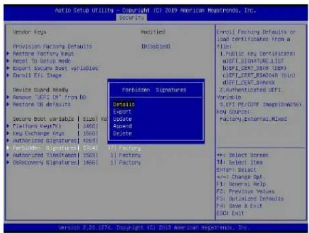 Supermicro X11DPH-i - ▶Forbidden Signatures - 1