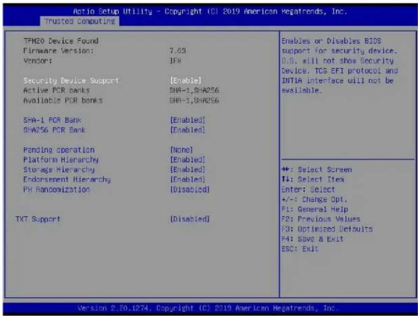 Supermicro X11DPH-i - ▶Trusted Computing (Available when a TPM device is installed and detected by the BIOS) - 1