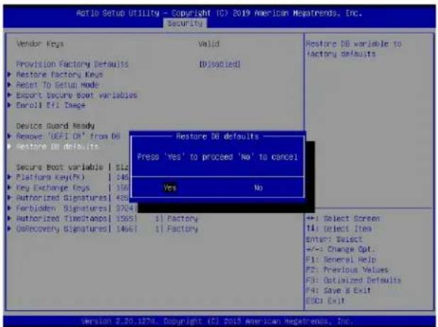 Supermicro X11DPH-i - ▶Remove 'UEFI CA' from DB (available when the system is not in Device Guard Ready) - 2