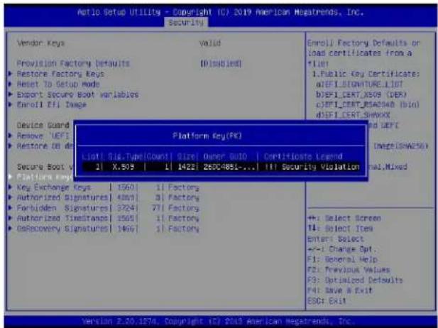 Supermicro X11DPH-i - ▶ Platform Key (PK) - 2