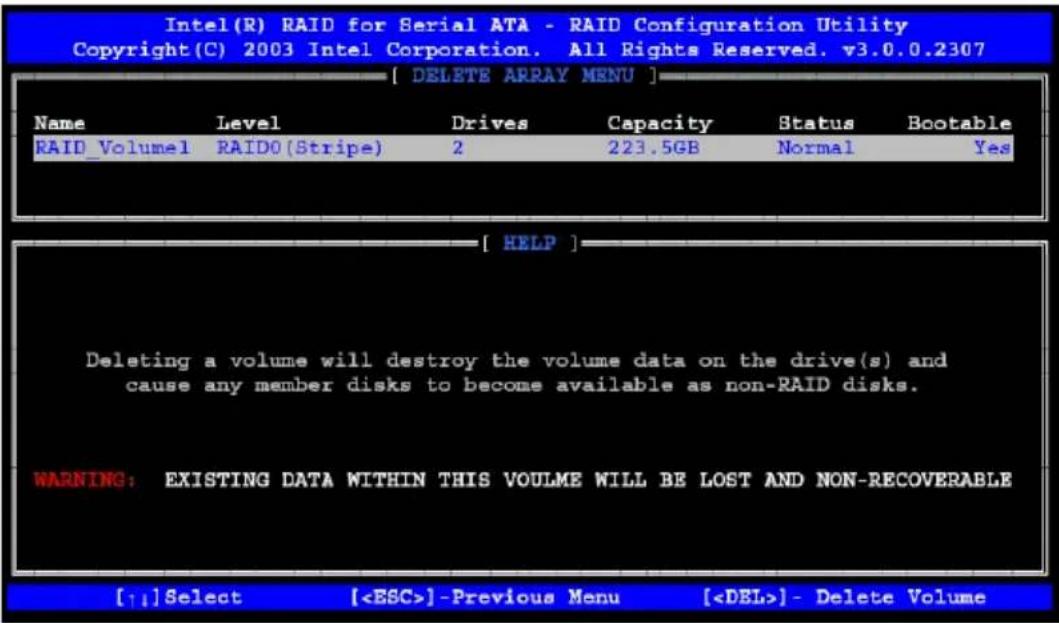 Supermicro P8SCi - Deleting RAID Volume: - 1