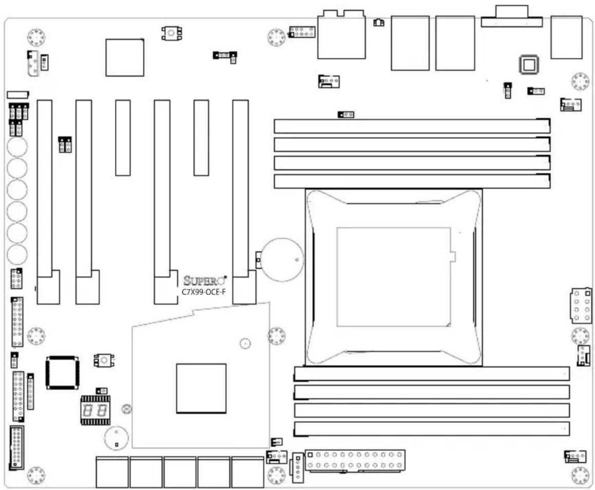 Supermicro C7X99-OCE-F - C7X99-OCE/C7X99-OCE-F Motherboard Layout - 1