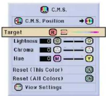 C.M.S. C.M.S. Position Target Lightness 0 Chroma 0 Hue 0 M Reset (This Color) Reset (All Colors) View Settings