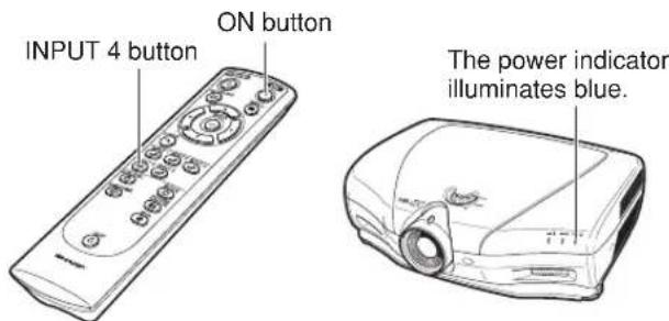 INPUT 4 button ON button The power indicator illuminates blue.