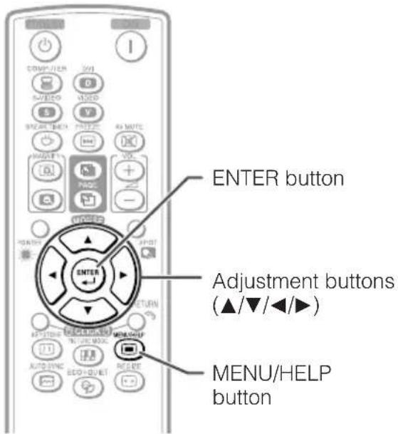 SHARP PG-F310X - Press ▲ or ▼ to select “Vertical stripes or flickering image appears” on Help menu, then press ENTER. - 4