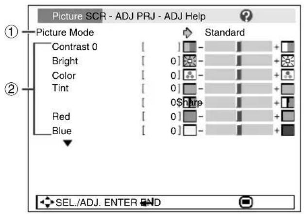 SHARP PG-F310X - Picture Adjustment ("Picture" Menu) - 1