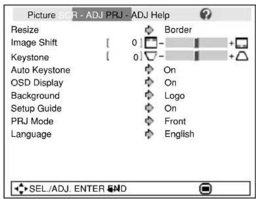 SHARP PG-F310X - "Screen adjustment (SCR-ADJ)" menu - 1