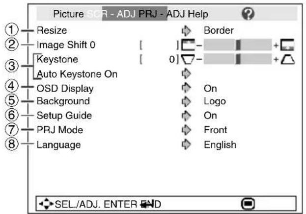 SHARP PG-F310X - Adjusting the Projected Image ("SCR - ADJ" Menu) - 1