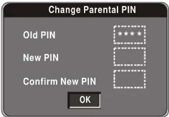 Change Parental PIN Old PIN New PIN Confirm New PIN OK