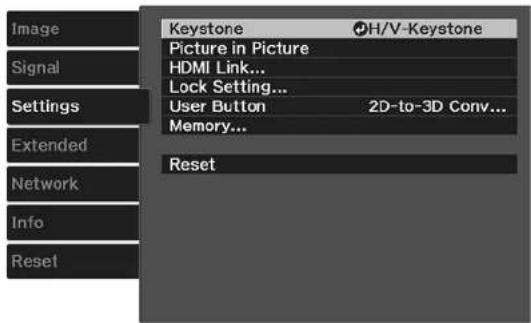 EPSON Home Cinema 4010 - ProjectorFeatureSettings-SettingsMenu - 1