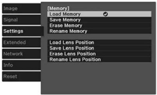 EPSON Home Cinema 4010 - SavingSettingstoMemoryandUsingSavedSettings - 1