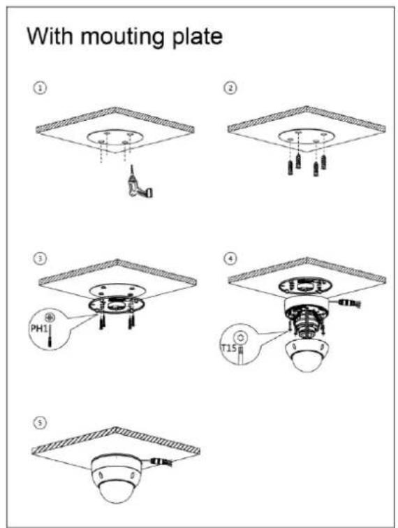 Dahua Technology Ultra IPC-HDBW7442H-Z - Cable going through the mounting surface - 4
