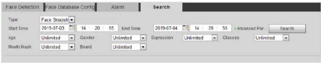 Dahua Technology Lite IPC-HFW3241T-ZAS - Step 1 Select Setting > Event > Face Recognition > Search. - 1