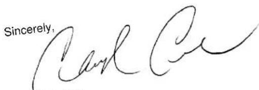 Sincerely, Caul C