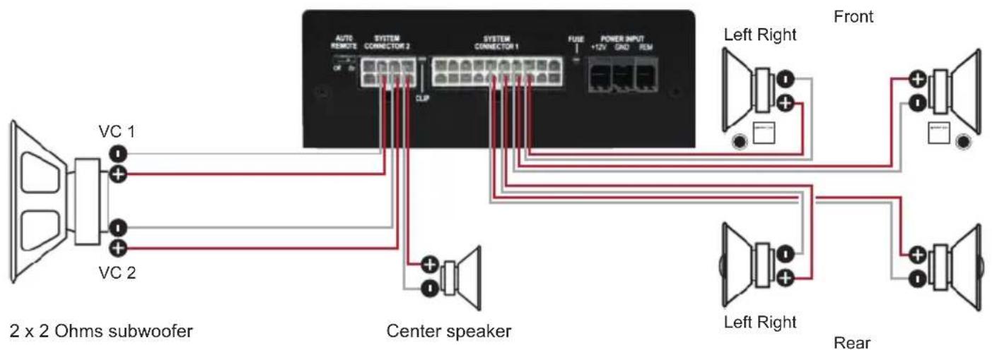 Audiotec Fischer UP 7DSP - 7-channel application with center speaker and 2 x 2 Ohms subwoofer - 1