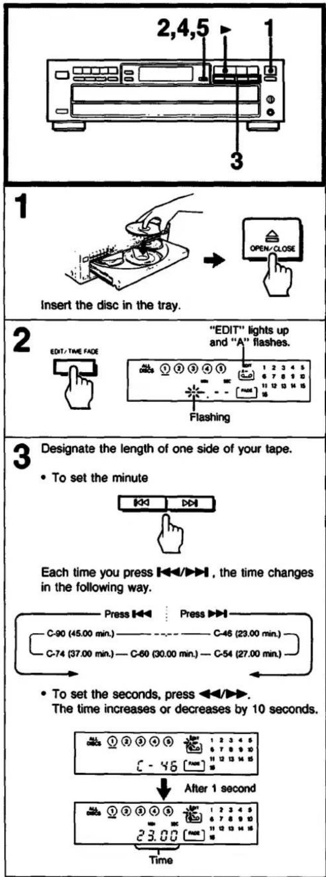 SONY CDP-C37 - Designating the Total Playing Time – Time Edit - 2