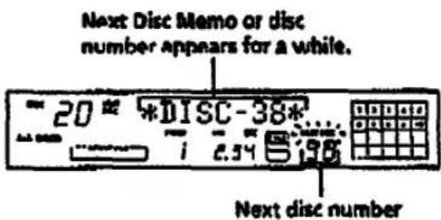 Next Disc Memo or disc number appears for a while. 20 * *DISC-38* ... i 2.54 196 Next disc number