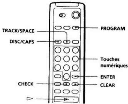 TRACK/SPACE DISC/CAPS PROGRAM Touches numériques ENTER CLEAR CHECK