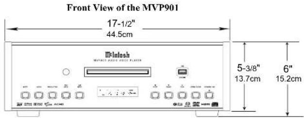 Front View of the MVP901 17-1/2" 44.5cm MInlash MIPROK ADOO MOOD PLASTS 5-3/8" 13.7cm 6" 15.2cm