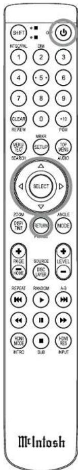 SHIFT NTSOPAL 1 2 3 4 5 6 7 8 9 CLEAR 0 +10 REVIEW PUM VOUT SET MRR TIP MENU AUDIO SEARCH SELECT ZOOM DBP TIME RETURN MODE PAGE NODE SOURCE DEC LAYER LEVEL REPEAT RANDOM A3 HOM MODE INTRO SUB HOM RES INPUT McIntosh